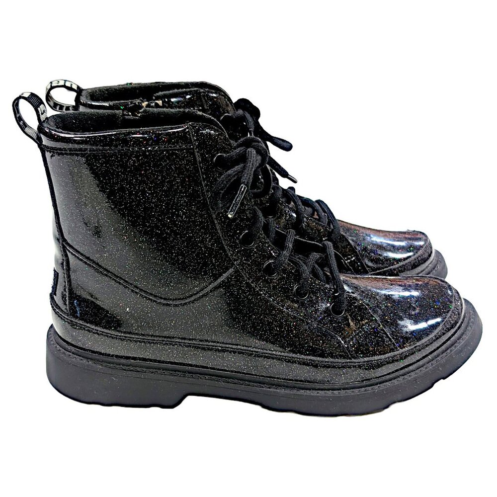 UGG Robley Glitter Black Shiny Big Kids Zipper Boots Size 6 Excellent Condition - Picture 2 of 9